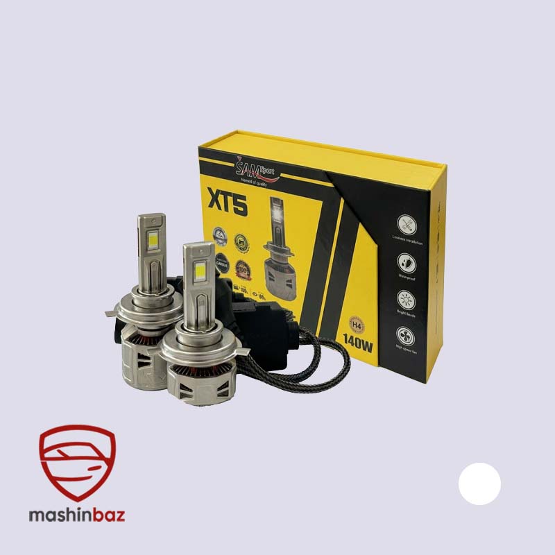 هدلایت XT5 برند سام SAM پایه H4 نور یخی بسته ۲ عددی